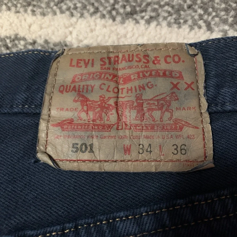 Vintage Levis Jeans Mens 34X36 (32x36) 501‎ 90s Made In USA Button Fly - Picture 6 of 9
